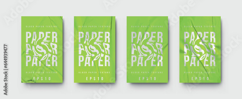crumpled paper poster template, mockup of blank crumpled paper sheets glued together. Poster mockup on the wall. blank paper mockup. clipping path