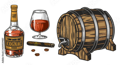 Alcoholic drink cognac poster colorful