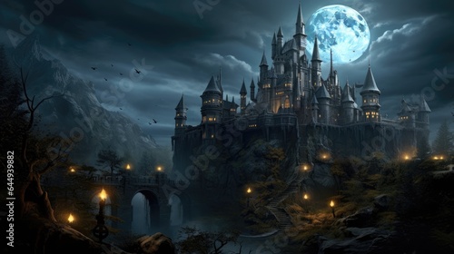 castle halloween scene