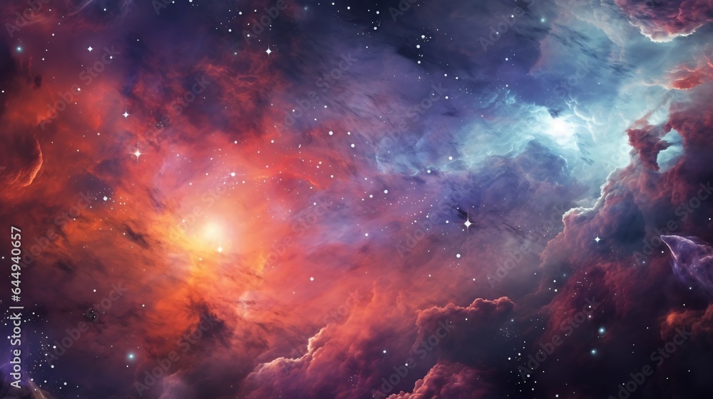 Cosmic orion background, Galaxy with beauty colour, shiny star and heavy clouds. AI generative