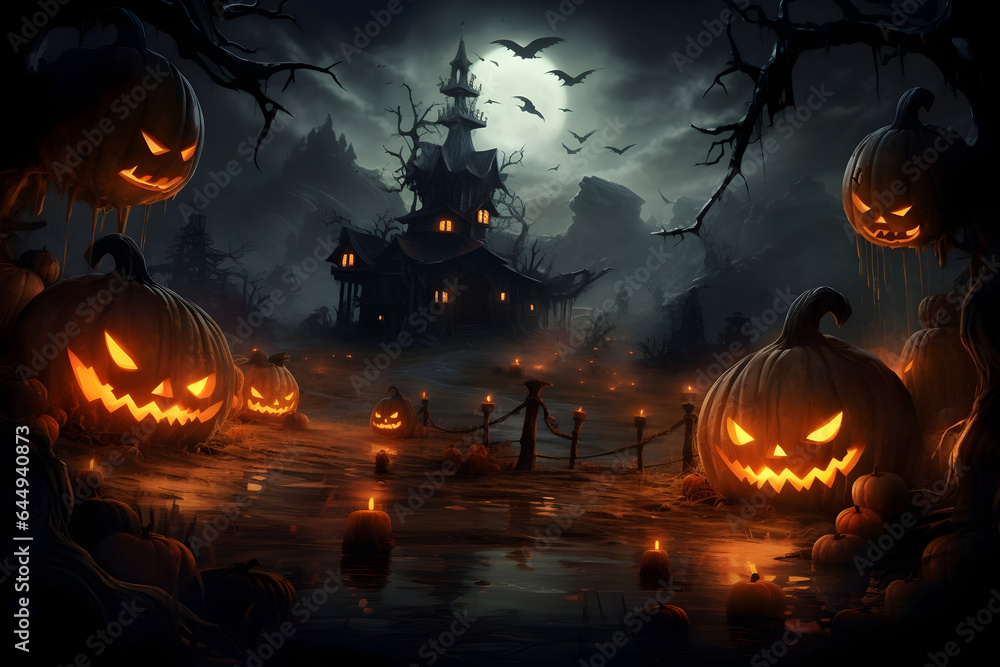 Happy Halloween A Grinning Jack-O'-Lantern Pumpkin Bringing Spooky Cheer Happy Halloween A Grinning Jack-O'-Lantern Pumpkin Bringing Spooky Cheer