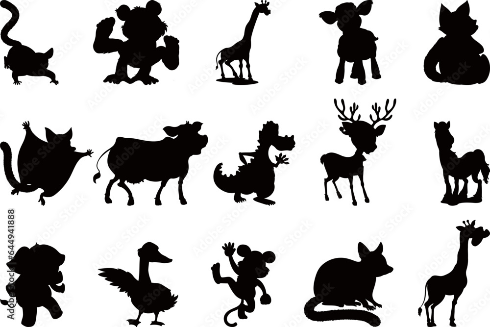 animals silhouettes set animals silhouettes set