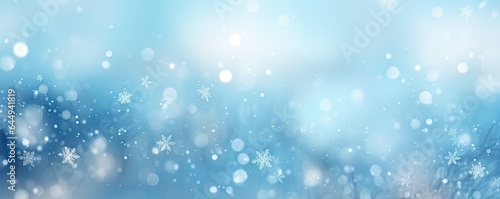Winter wonderland. Blue christmas landscape. Frosty delight. Snowy background. Snowfall magic. Dreamy scene © Bussakon