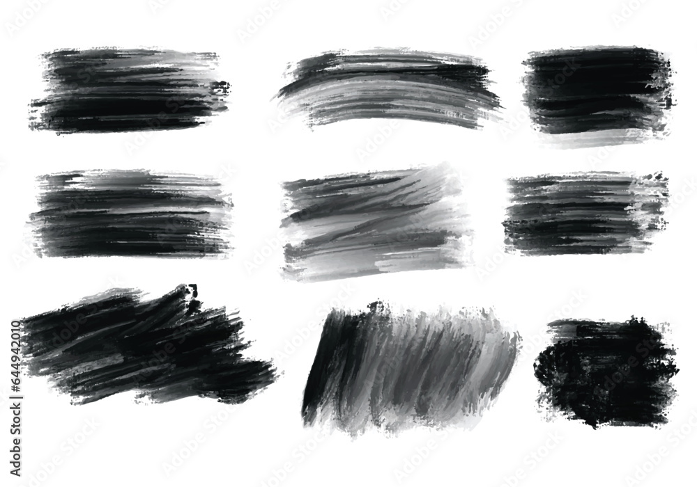 Nine abstract grunge brush stroke set Nine abstract grunge brush stroke set