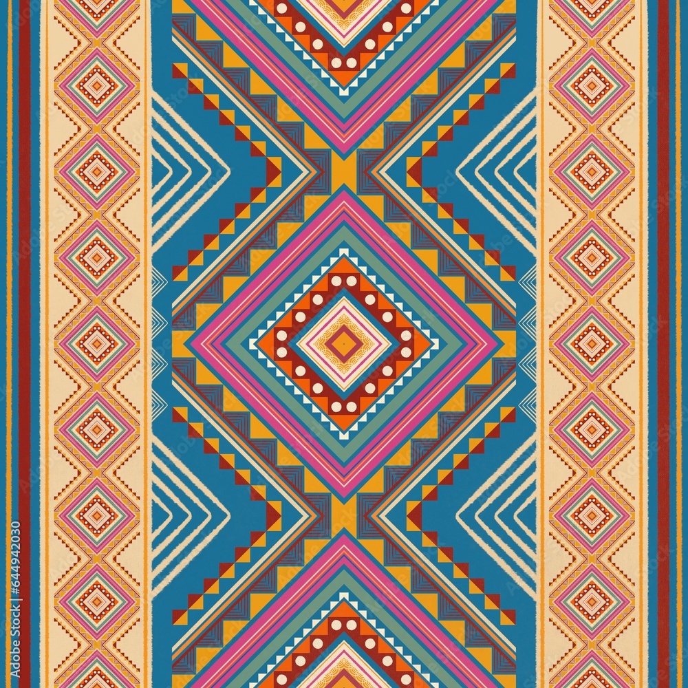 Ethnic vintage retro oriental geometric style seamless pattern. Abstract traditional folk. Ikat tropical texture textile background. Abstract hand drawing.