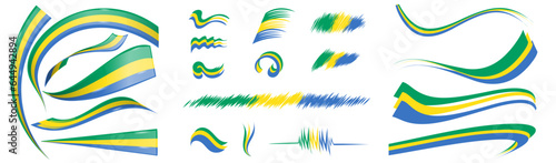 Gabon flag set elements  vector illustration on a white background