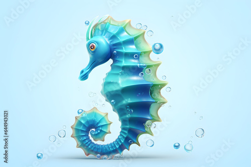cute seahorse 3d style Made with Generative AI