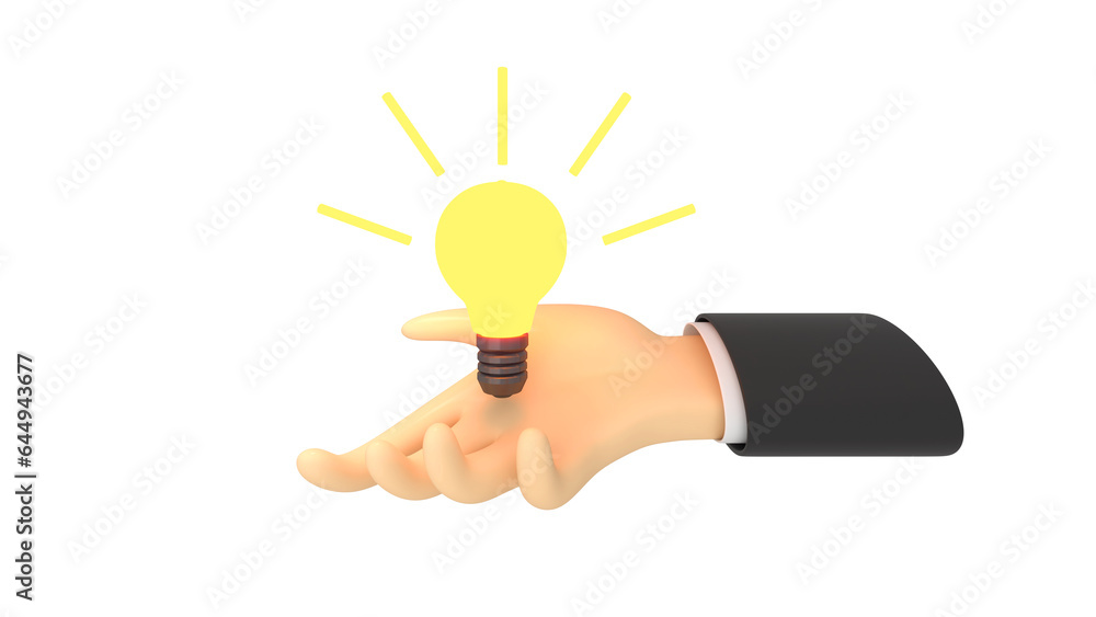 both a hand icon and a light bulb providing business and creative ideas providing insightful investment concepts.,3d rendering both a hand icon and a light bulb providing business and creative ideas providing insightful investment concepts.,3d rendering