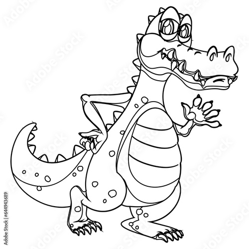 illustration of a crocodile with cartoon animals