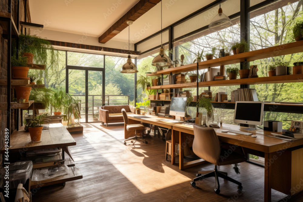 Embracing Nature: A Rustic Haven in the Heart of the Office