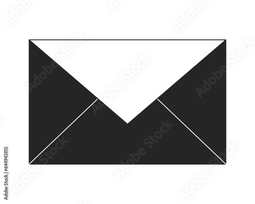 Closed envelope flat monochrome isolated vector object. Unreaded letter. Correspondence. Editable black and white line art drawing. Simple outline spot illustration for web graphic design