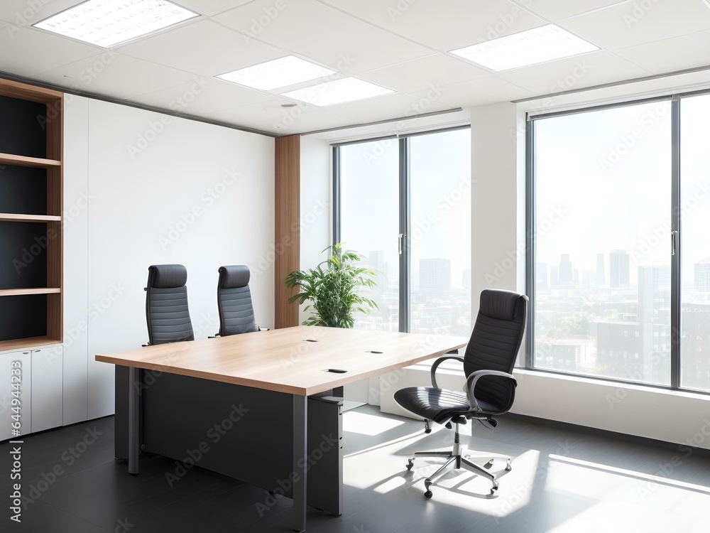 modern office interior with desk modern office interior with desk