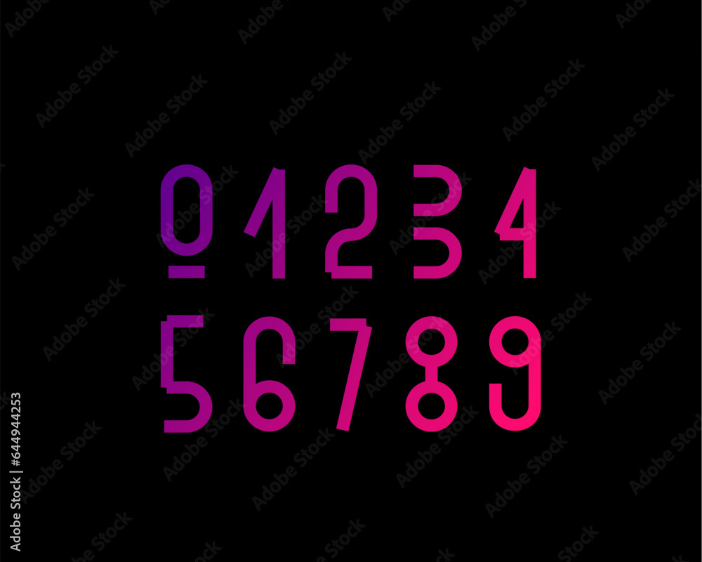 Modern stylish space font. Numbers. Futuristic figures. Vector symbols Modern stylish space font. Numbers. Futuristic figures. Vector symbols