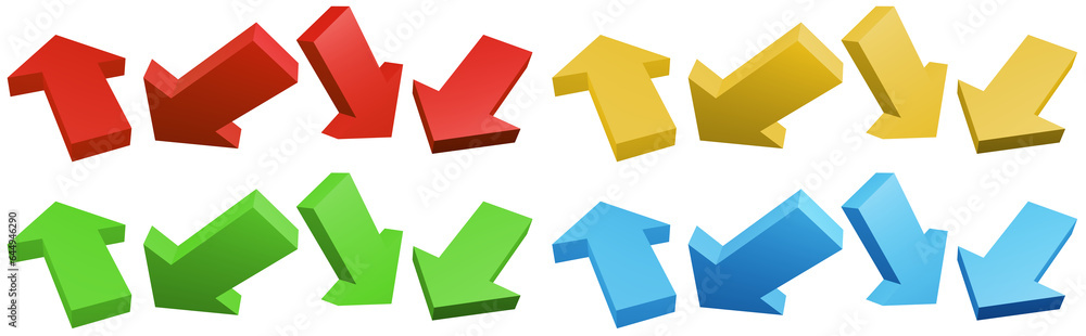 Collection Set of many colorful arrows pointing in different directions, red yellow green blue signs isolated on transparent png background Collection Set of many colorful arrows pointing in different directions, red yellow green blue signs isolated on transparent png background