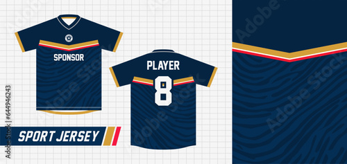 SPORT JERSEY DESIGN WITH ARROW AND DARK BLUE LEOPARD PATTERN