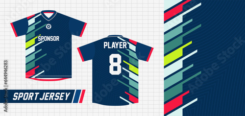 SPORT JERSEY DESIGN WITH COLOR BLOCK GEOMETRIC CONTOUR PATTERN
