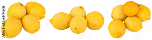 Cuadro en lienzo Collection Set of many isolated yellow lemons on transparent png background, vie