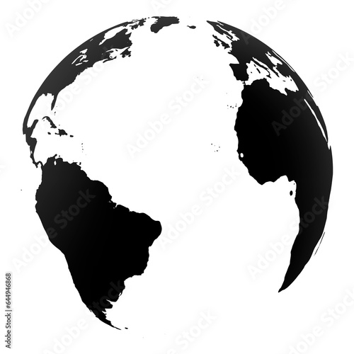 Highly detailed Earth globe with Atlantic Ocean. Png clipart isolated on transparent background