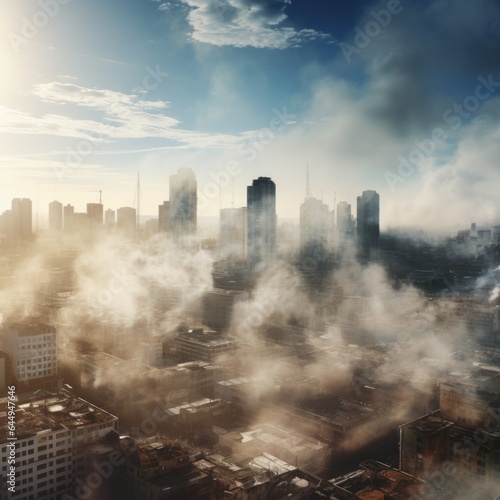 air pollution in the big city, pollution dust, and urban gases