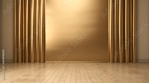 empty room with wall, golden Backdrop for product placement © Muneeb