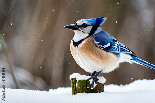 Winter's Melody: A Blue Jay's Serenade in the Snowy Silence