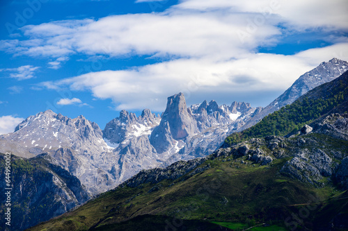 Wallpaper Mural View on Naranjo de Bulnes or Picu Urriellu,  limestone peak dating from Paleozoic Era, located in Macizo Central region of Picos de Europa, mountain range in  Asturias, Spain Torontodigital.ca