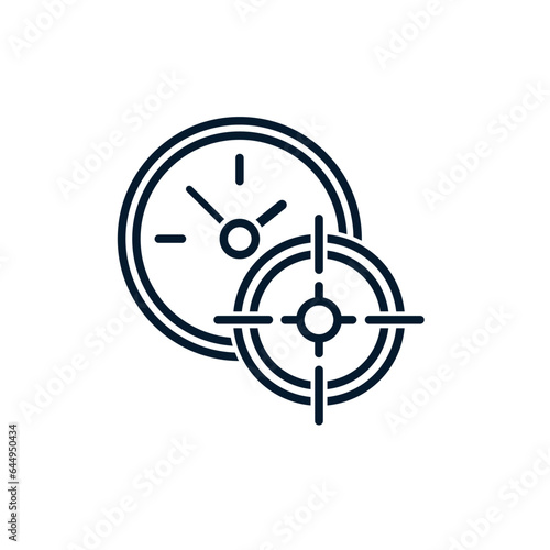 The concept of a goal for the future, time planning. Vector icon isolated on white background.