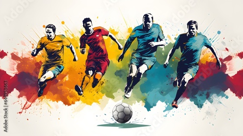 Football Players in water colors photo