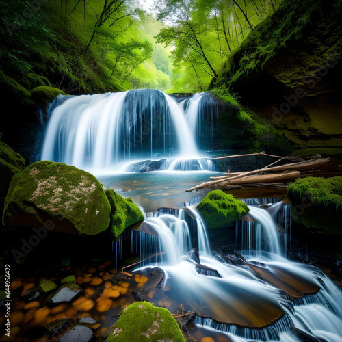 Waterfall with smaller falls