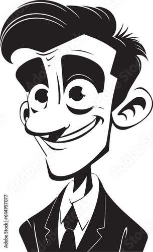 Funny cartoon man in business sit, Smile man head, Vector Illustration, SVG