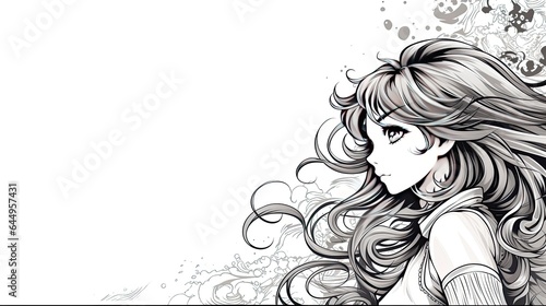 black and white vector graphic of anime cartoon frame