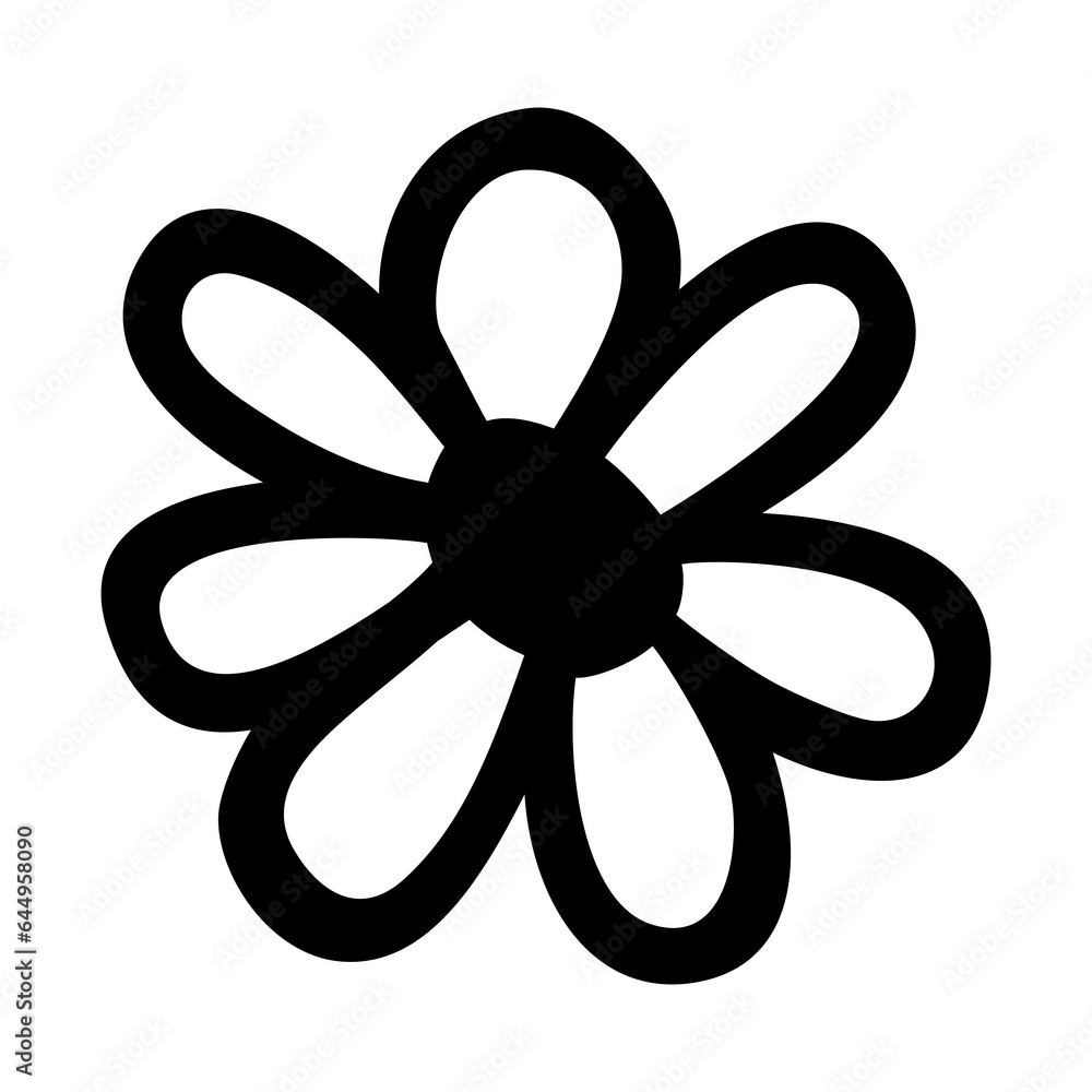 Flower doodle hand drawn with black line, png isolated on transparent background Flower doodle hand drawn with black line, png isolated on transparent background