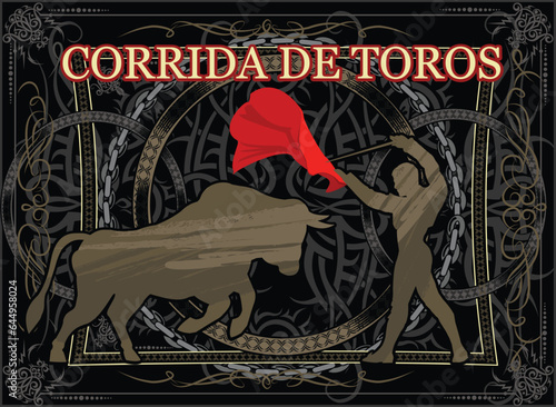 Illustration of a bull and a matador in Spain