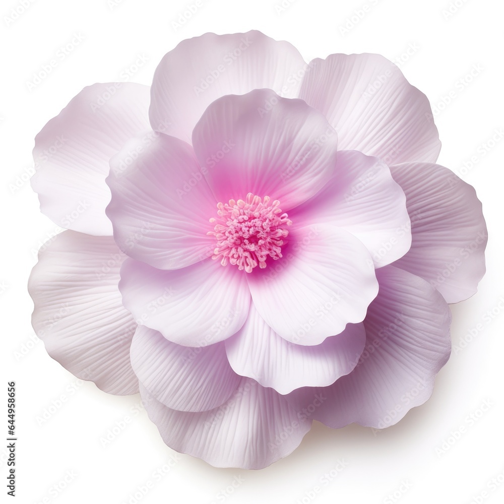 One Anemone flower isolated on white background, top view. Floral flowers pattern.