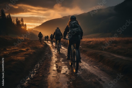 Sunset Mountain Trek with Youthful Bikers