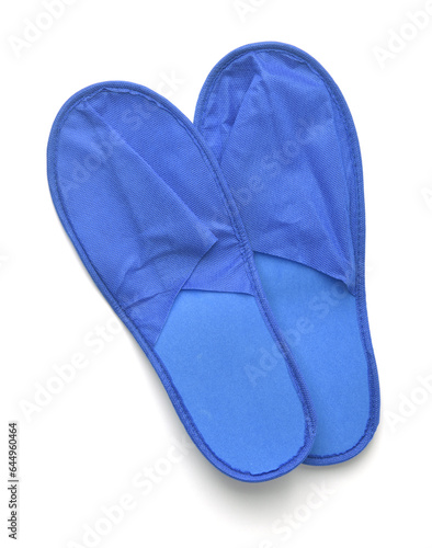 Top view of blue disposable slippers