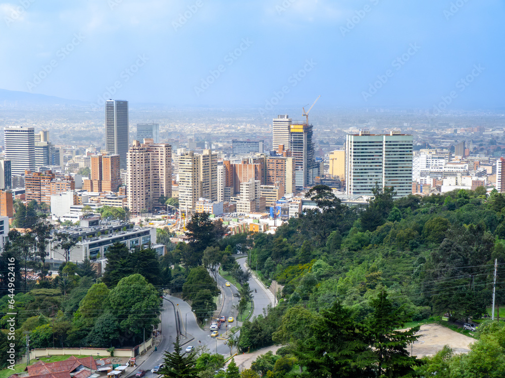 Obraz premium View to skyline of Bogota from mountain Monserrate