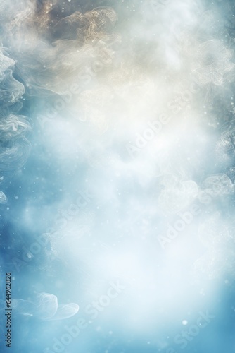 Abstract blue Christmas background with empty space. Smoke, bokeh lights. Copy space for your text. Merry Xmas, Happy New Year. Vertical festive backdrop.  © Kassiopeia 