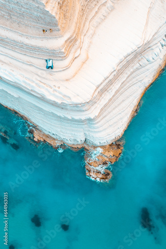 Aerial view of Scala dei Turchi (white coastline), Agrigento, Sicily, Italy. Stairs of Turks 