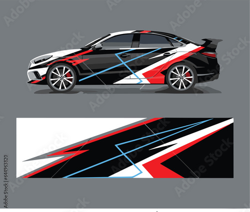 Car wrap decal design vector rally race vehicle speed sport.