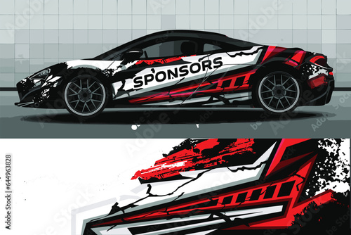 Car wrap decal design vector rally race vehicle speed sport.