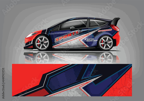 Car wrap decal design vector rally race vehicle speed sport.