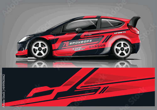 Car wrap decal design vector rally race vehicle speed sport.