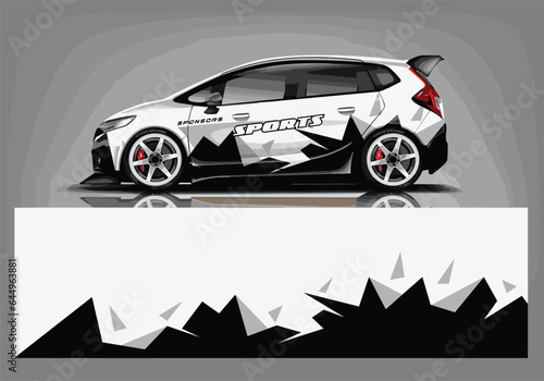 Car wrap decal design vector rally race vehicle speed sport.