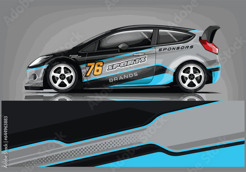 Car wrap decal design vector rally race vehicle speed sport.