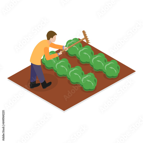 3D Isometric Flat Vector Set of Farmers, Agricultural Workers. Item 3