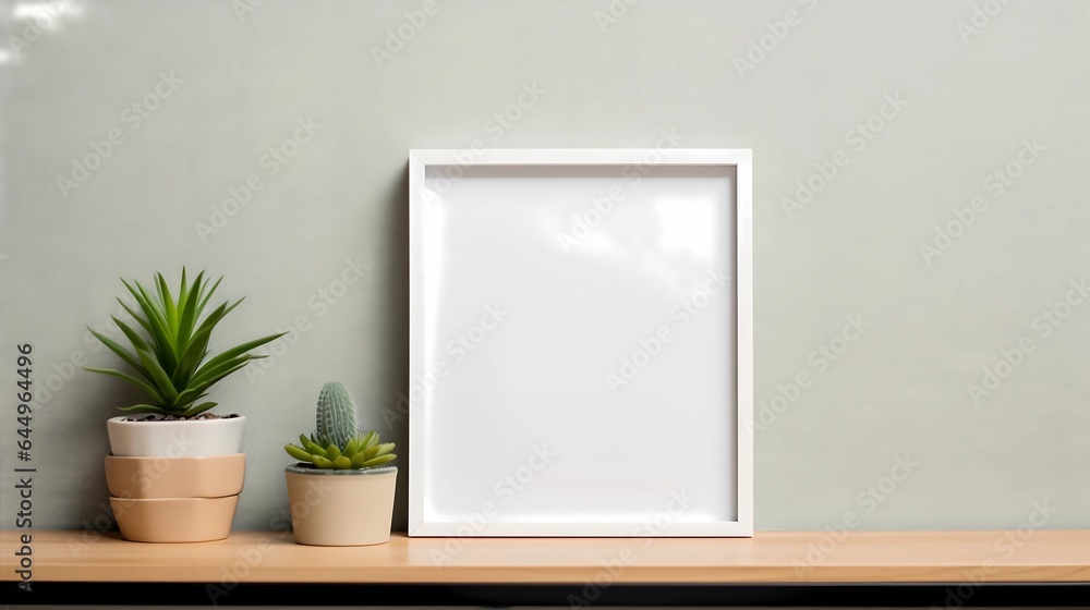 Frame mockup on the wall with canvas decoration. Frame mockup on the wall with canvas decoration.