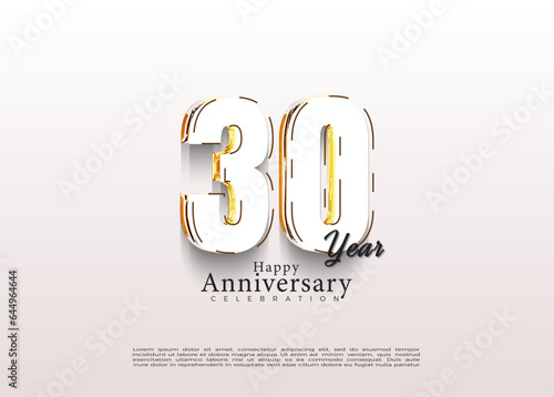 30th anniversary with beautiful outline illustration. vector premium design.