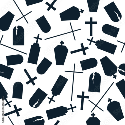 vector pattern with tombstones. seamless halloween pattern