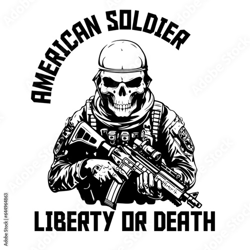 Design Element: Army Skull in Soldier Helmet for Monochrome Logo, Label, Emblem, Sign, Brand Mark, Poster, and T-shirt Print. - PNG, Transparent Background